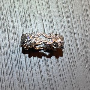 White gold floral band